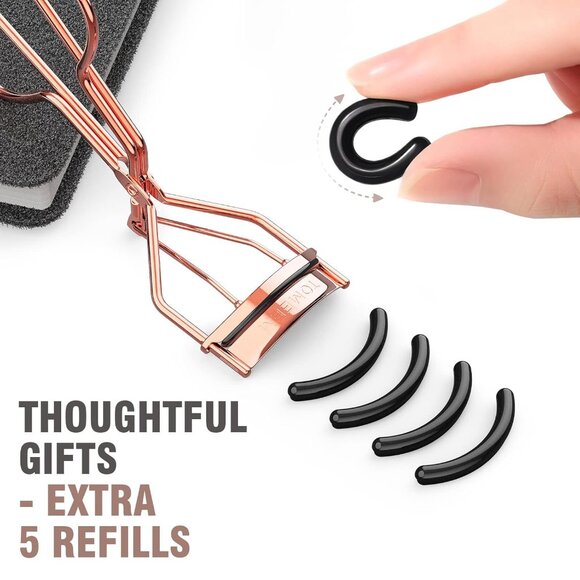 Complete Eyelash Curler Set with Comb & Replacement Pads - Rose Gold Elegance - Picture 8 of 8
